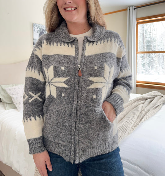 Christmas Cottage Zipper Cardigan