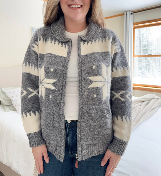 Christmas Cottage Zipper Cardigan
