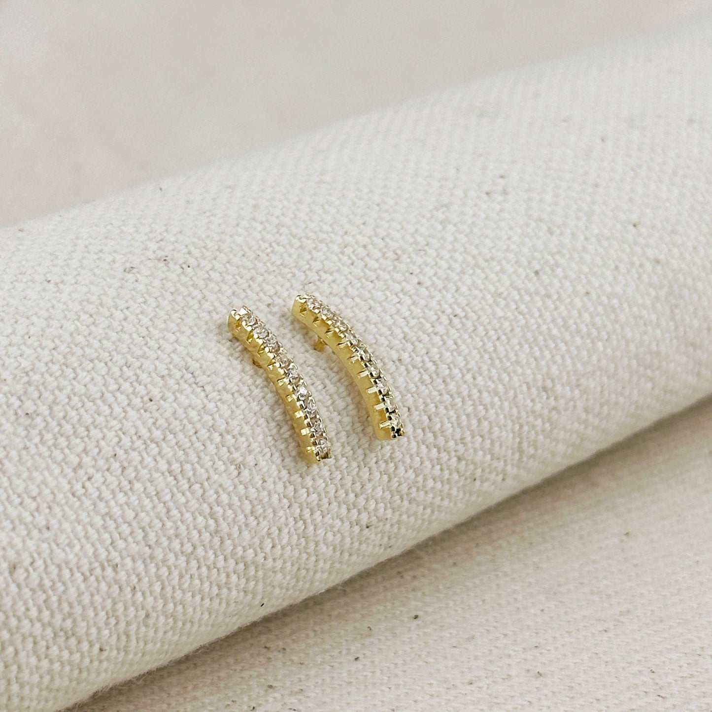 18k Gold Filled CZ Thin Line Stud