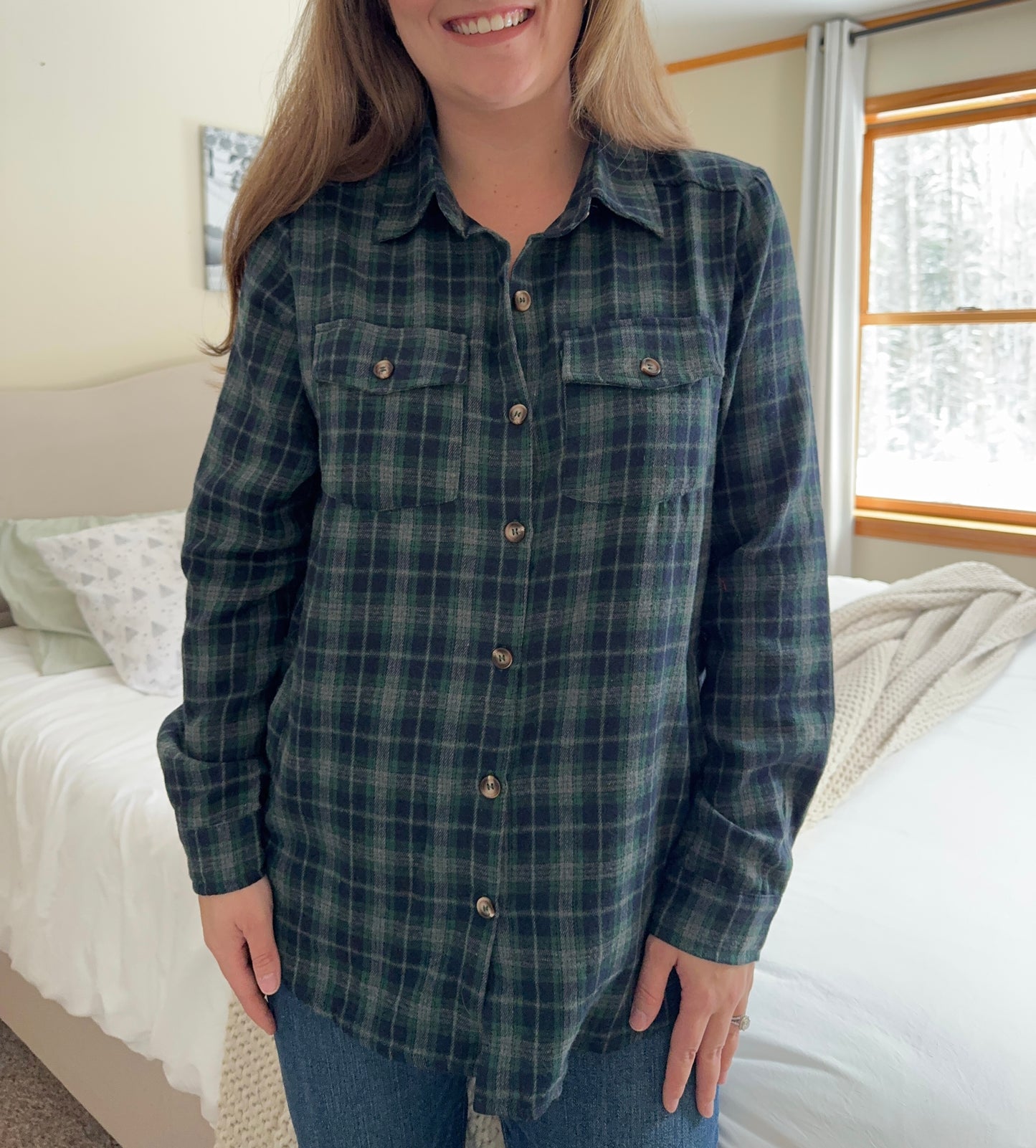 Pine Tree Plaid Button Down