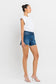 High Rise Slit Raw Hem A-Line Shorts