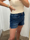 Raw Hem Dark Wash Denim Shorts