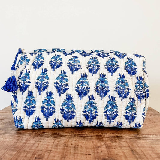 Royal Blue Block Print Pouch