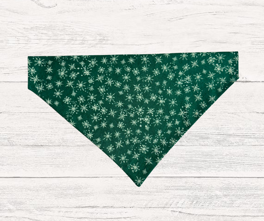 Green Snowflake Dog Bandana