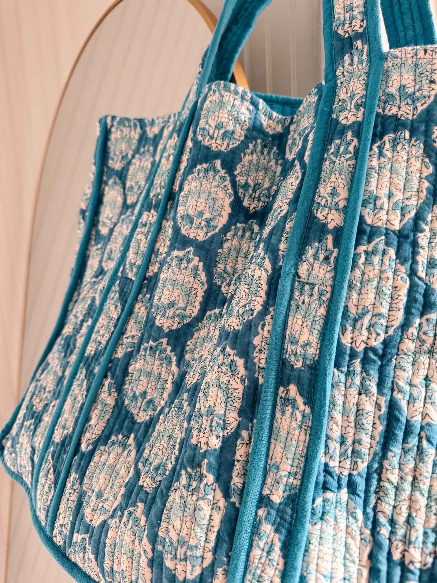 Blue Buta Block Print Tote Bag