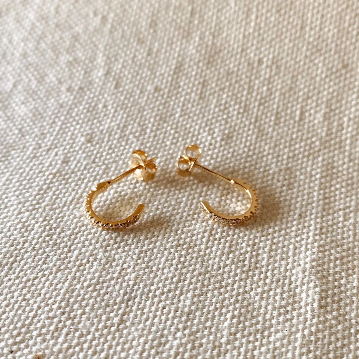 18k Gold Filled Thin Line Cubic Zirconia Hoops