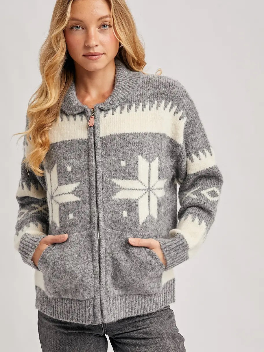 PREORDER: Christmas Cottage Zipper Cardigan