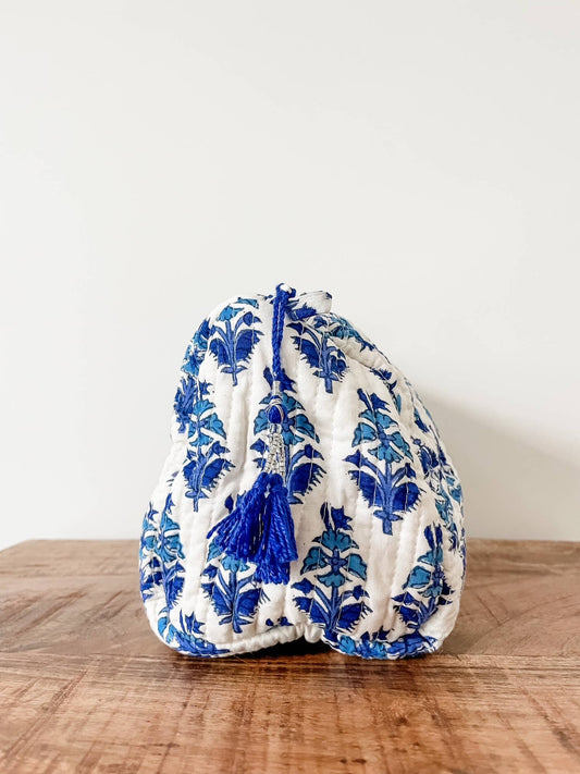 Royal Blue Block Print Pouch