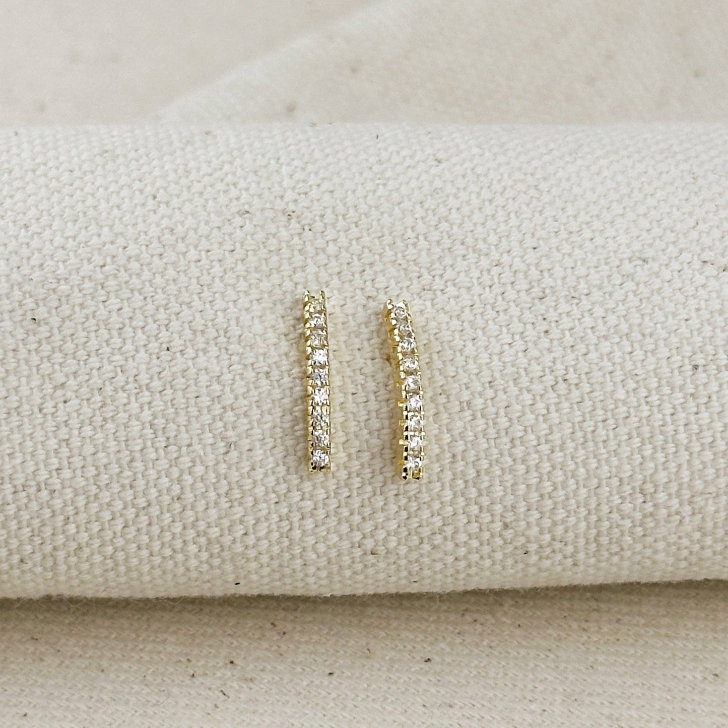 18k Gold Filled CZ Thin Line Stud