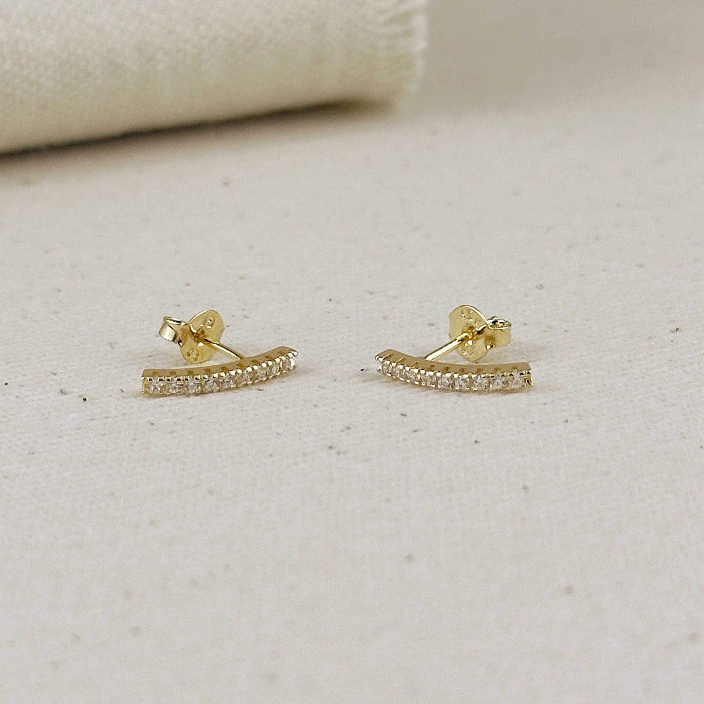 18k Gold Filled CZ Thin Line Stud