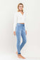 High Rise Contrast Hem Crop Skinny Jeans - Risen Rose