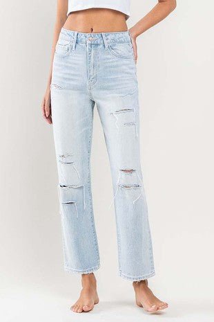 High Rise Distressed Jean - Risen Rose