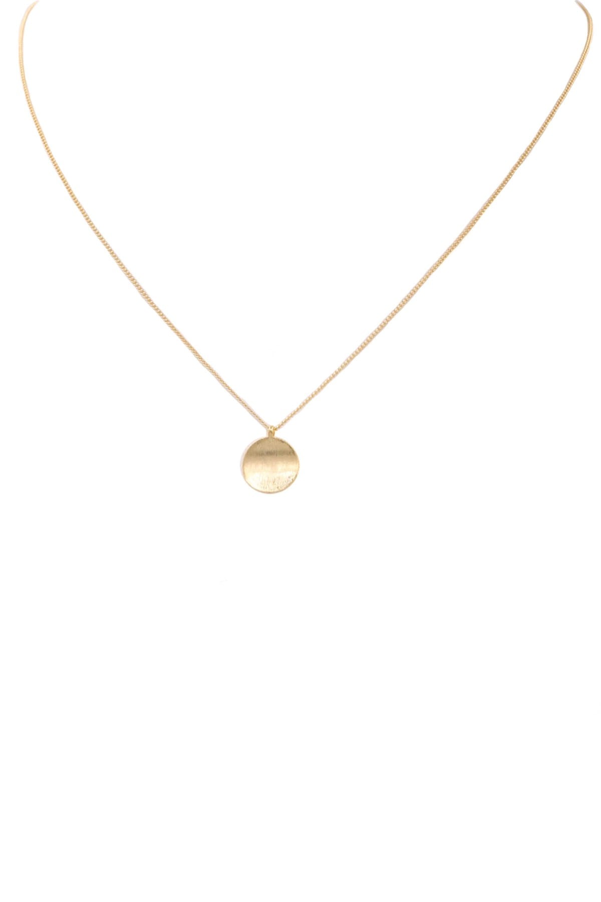 Curved Disc Pendant Necklace